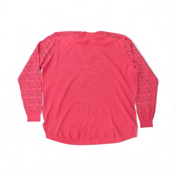 VTG Kenzo Bright (Reddish) Coral Open Knit V Neck Size S - Picture 2 of 9